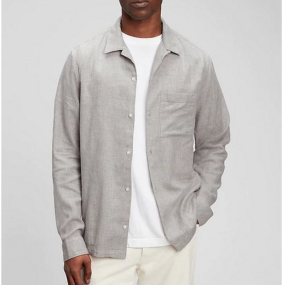 Gap NWT Standard Fit Gray Brushed Button Down Shirt Size Medium - Picture 1 of 9